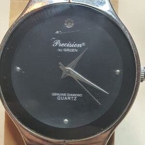 🎆2/$20 EUC PRECISION by GRUEN Silver Stainless Steel Quartz Watch. New Battery!